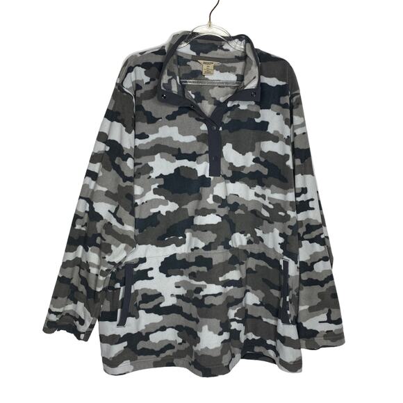 Duluth Trading Co Womens Size 2X Gray Camo Doubleback Printed Fleece Pullover - Picture 1 of 8
